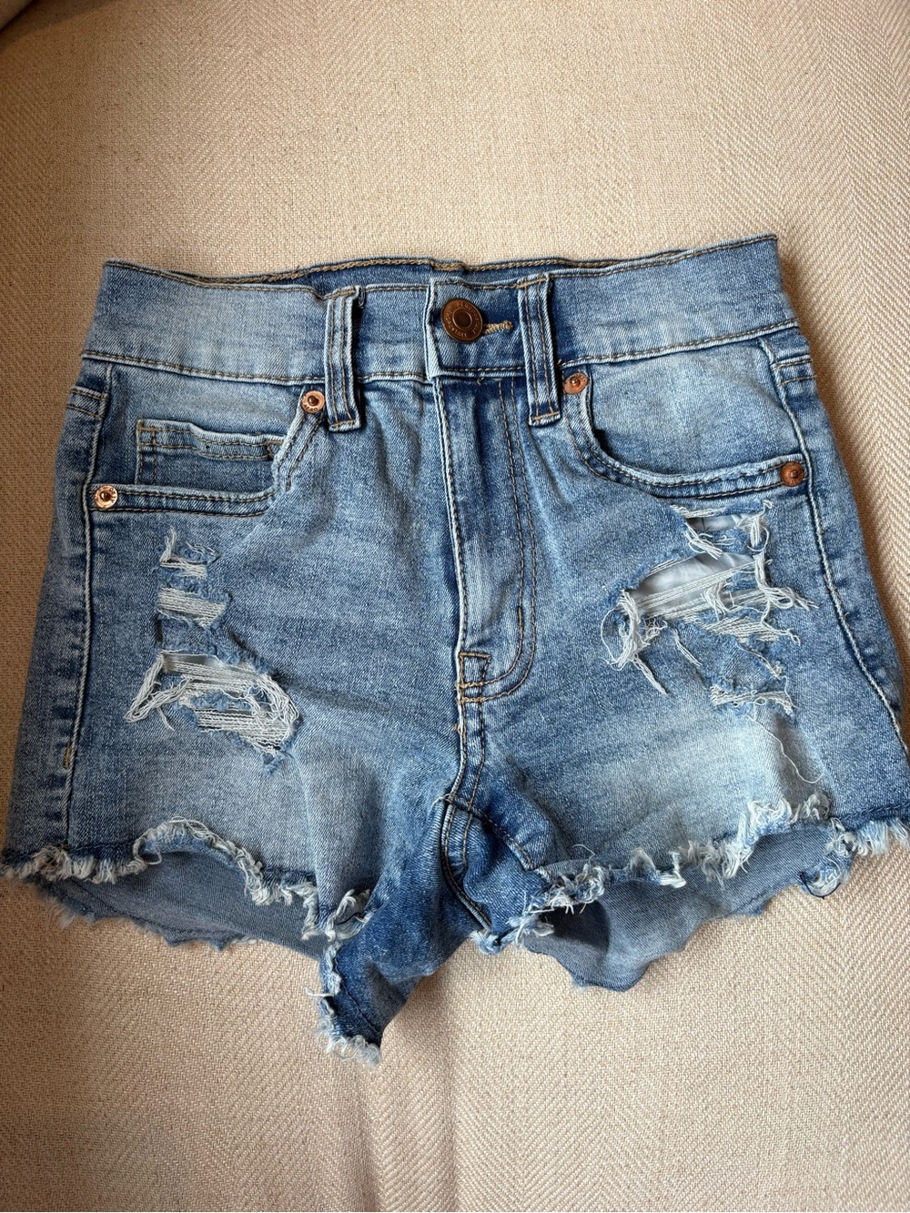 Aeropostale Light Blue Distressed Denim Jean Shorts
